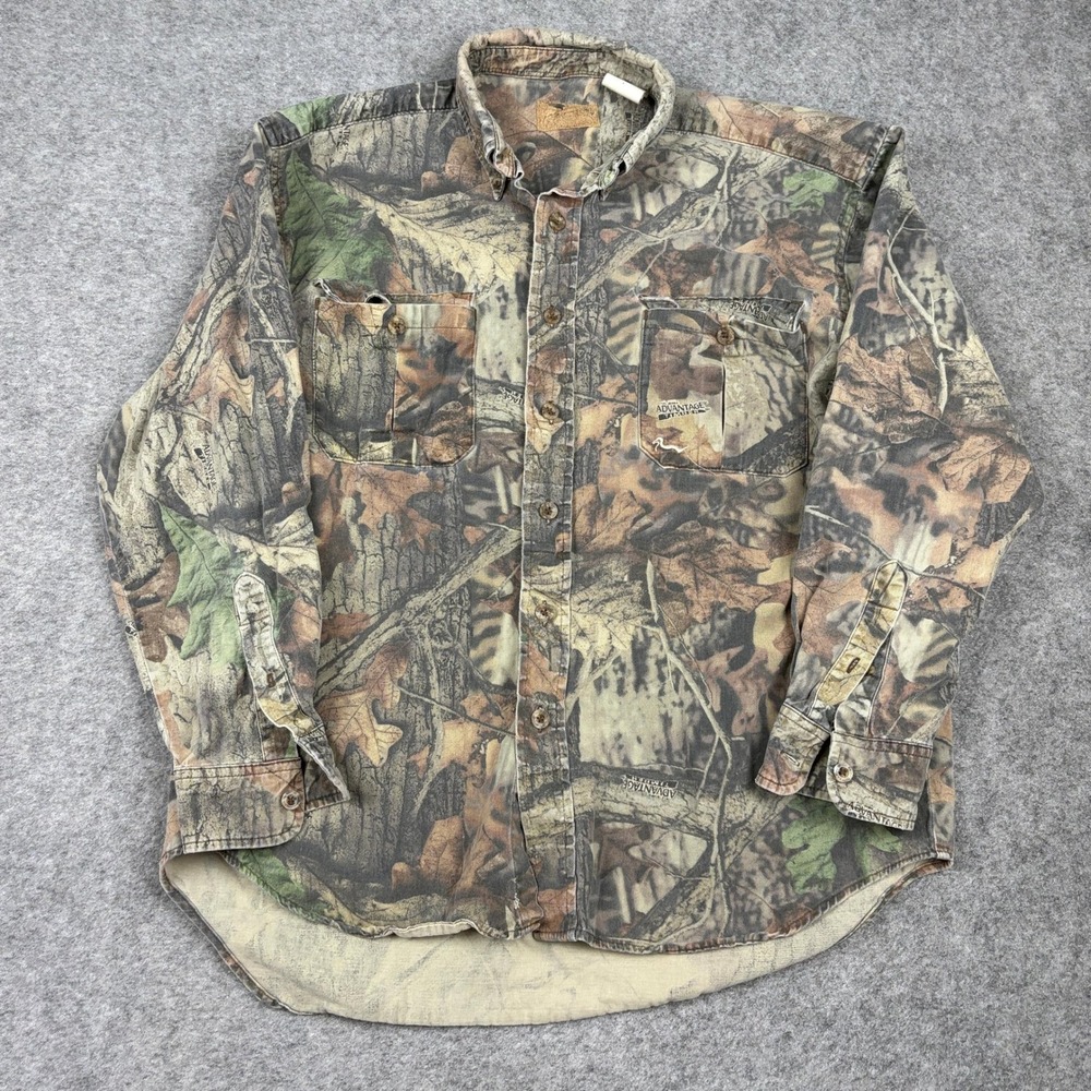 Advantage Timber Camo Button Down Shirt Mens Medium RealTree Hunting Outdoor